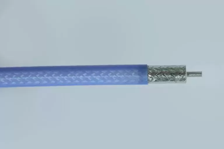 Blue colored wrapper for silver colored wire.
